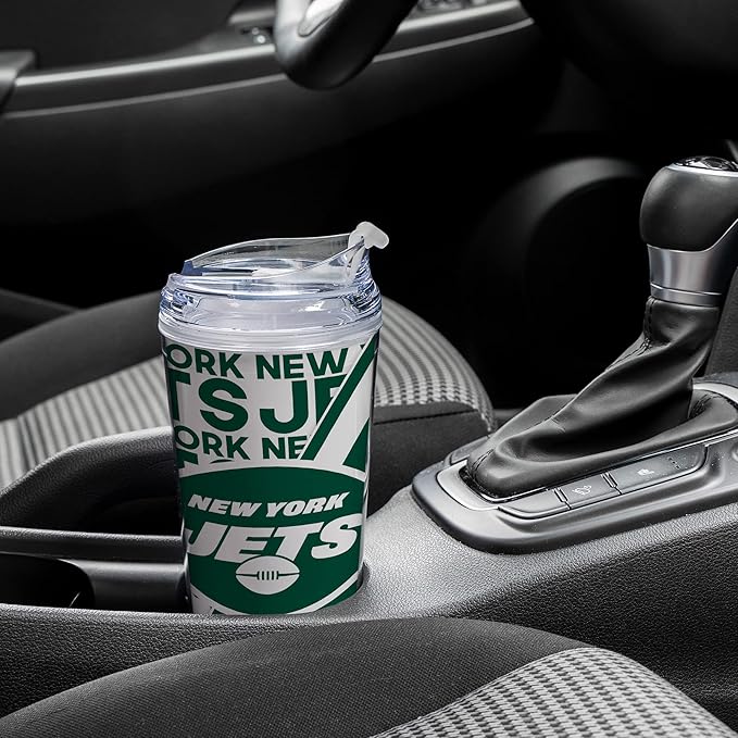 NFL Football 24oz Acrylic Tumbler with Hinged Lid, Officially Licensed Double Wall Tumbler for NFL Fans
