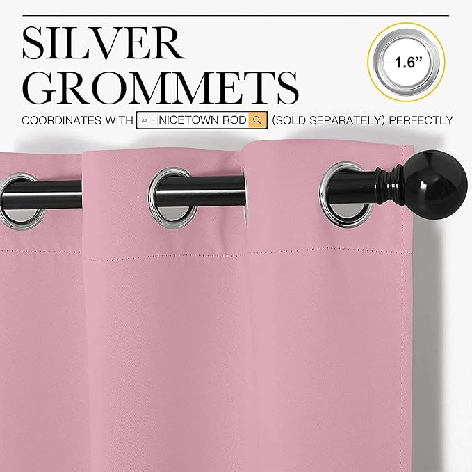 NICETOWN Bedroom Curtain Panels Blackout Draperies, Thermal Insulated Solid - Image 2