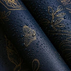 Froluya Dark Blue and Gold Vintage Floral Peel and Stick Wallpaper 17.7"x393.7" - Image 4