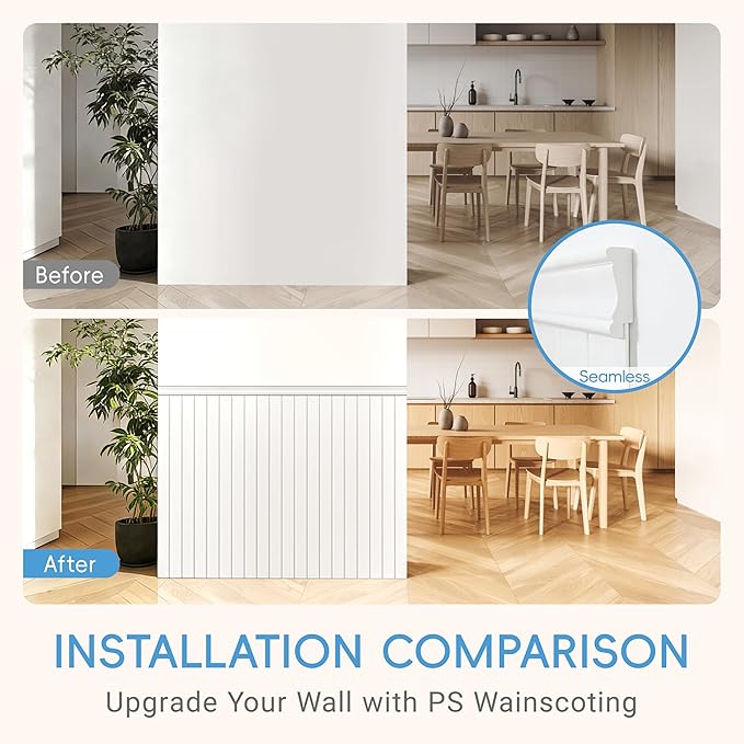 PS Wainscoting Wall Panel Kit, Paintable Waterproof PS Panels - Image 2