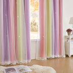 XiDi Curtains for Bedroom Decor, Rainbow Pink PurpleYellow34/90/1 - Image 4