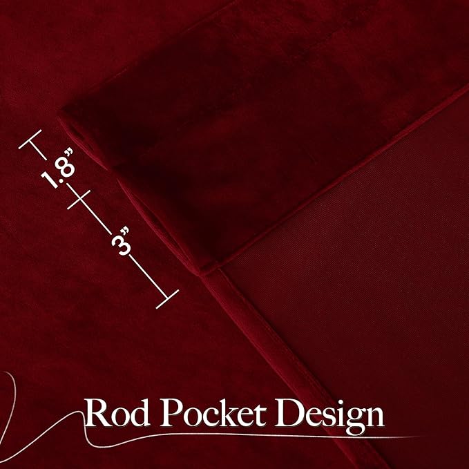 NICETOWN 144 inch Long Red Velvet Curtains and Drapes, Extra Long Elegant Wall - Image 8