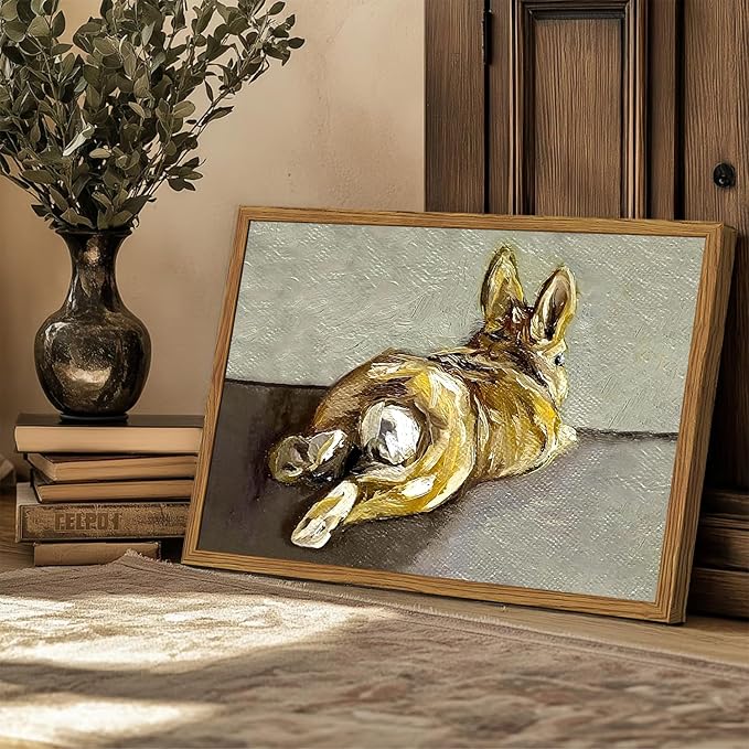 Framed Vintage Easter Bunny Wall Art, Cute Rabbit Pictures Wall Decor, Rustic - Image 2