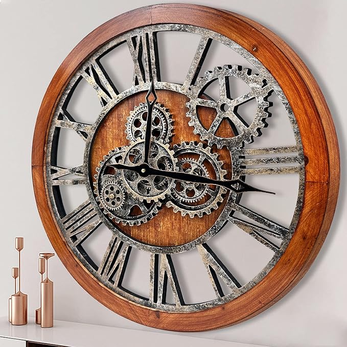 The B-Style Large Wall Clock 24 inch Moving Gear Wall Clock Oversized Vintage by TheB-StyleTB
