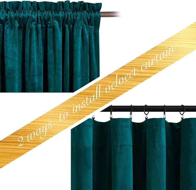 NICETOWN Teal Velvet Curtains 108 inches Long 52 Wide, Classic Heat & Light - Image 6