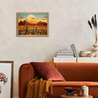 Framed Western Desert Sunset Cactus Wall Art, Vintage Southwest Nature - Image 2