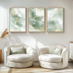 Large Framed Sage Green Abstract Wall Art, 3 Piece Modern Canvas Prints - Image 2