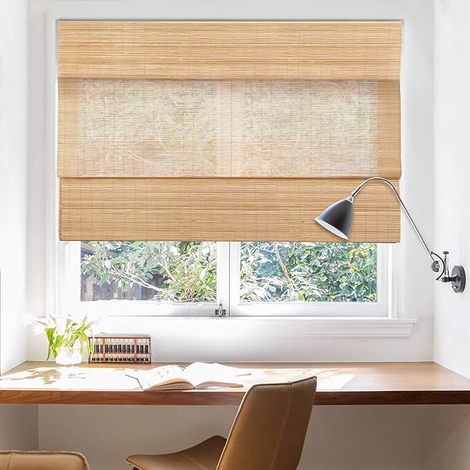 LazBlinds Cordless Bamboo Roman Shades, Light Filtering Window Treatment - Image 2