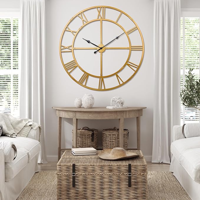 32 Inch Large Wall Clock for Living Room Decor – Easy-Assembly Silent - Image 6