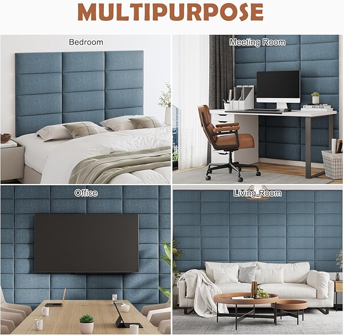 IFNOW Upholstered Wall Mounted Peel and Stick King Size Headboard, Soundproof - Image 5