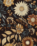 Extra Long Vintage Wallpaper Peel and Stick, 17.5" x 393" Boho Dark Floral by VOLEAARWALLPAPER