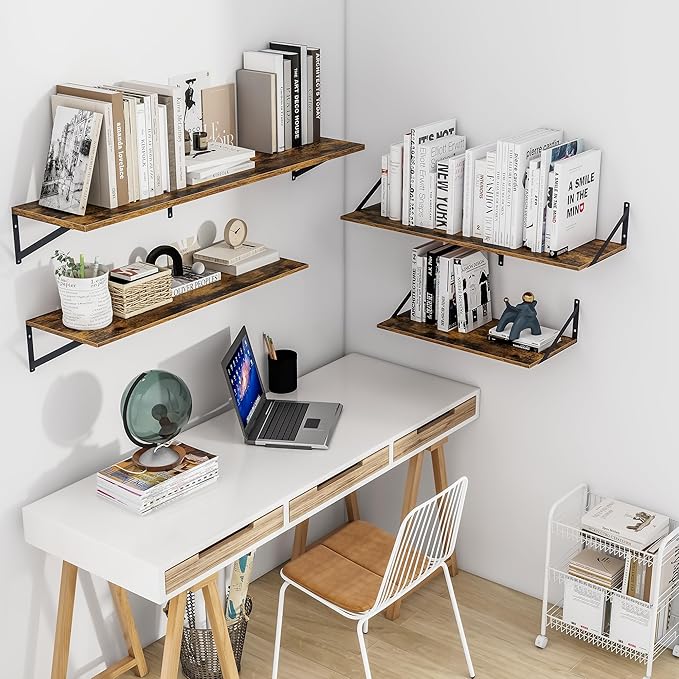 Heimlove Deep Floating Shelves for Wall, 36W x 12D Wood Wall Shelves Set of 2 - Image 2