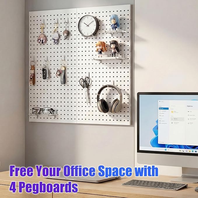 Spampur Peg Board, 4 Pack Metal Peg Board Panels, Craft Room Storage and - Image 5