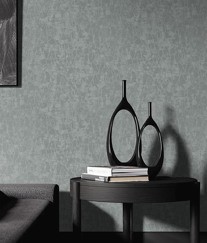 Yasinet Peel and Stick Wallpaper Removable Wallpaper Modern Grey-Green Embossed - Image 2