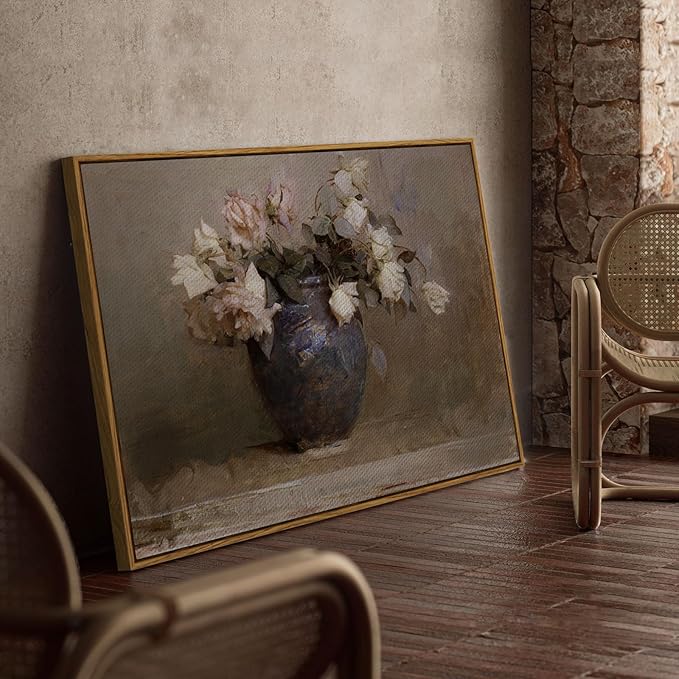 InSimSea Framed Canvas Wall Art Vintage Decor, Retro Floral Rustic Decorations - Image 4