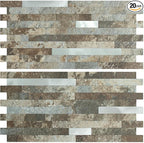 AULIGET 20 Sheets Beige & Brown Slate Peel and Stick Backsplash, PVC Mixed by AULIGET