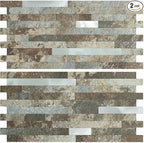 AULIGET 2 Sheets Beige & Brown Slate Peel and Stick Backsplash, PVC Mixed Metal by AULIGET