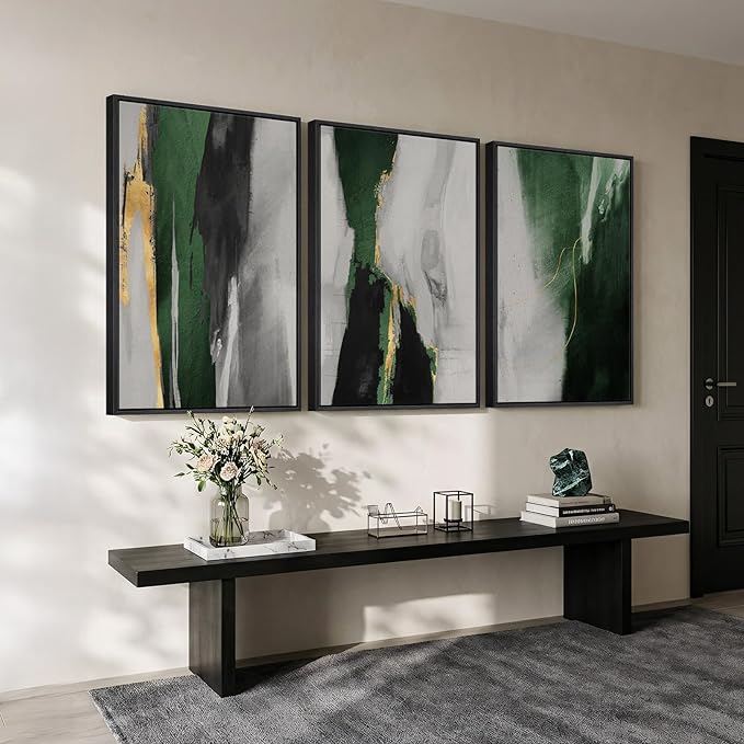 Large Framed Green Abstract Wall Art - Image 4