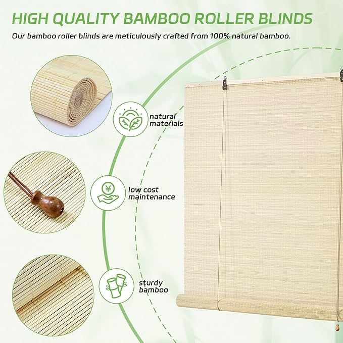 Bamboo Window Blinds, Roll Up Bamboo Blinds - Image 4