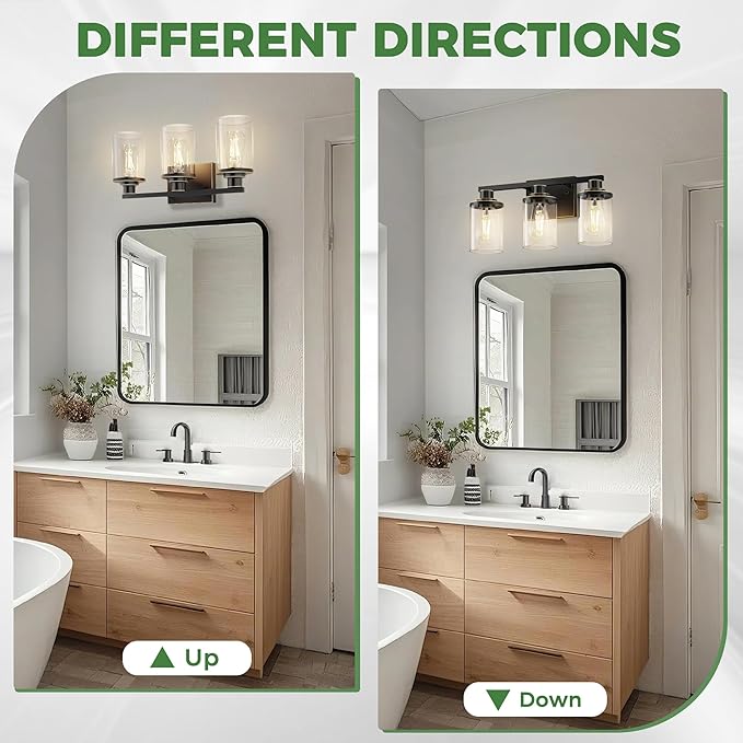 DORESshop 20 Inch Bathroom Light Fixtures, 3-Light Black - Image 7