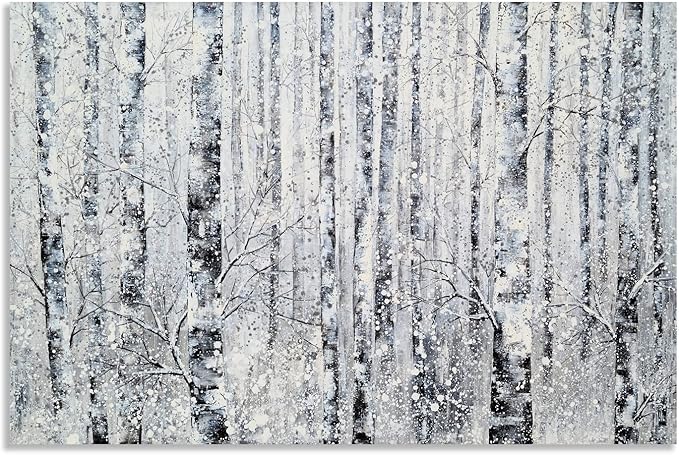 Yihui Arts - One Panel Canvas Wall Art Snowy White Forest Picture Art Print - Image 3