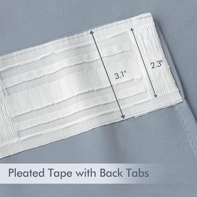 MIULEE Light Blue Back Tab Blackout Curtains 90 Inches Long 2 Panels Set - Image 4