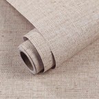 Beige Grasscloth Contact Paper 15.75x196.85inch Peel and Stick Wallpaper by MANONIRIA