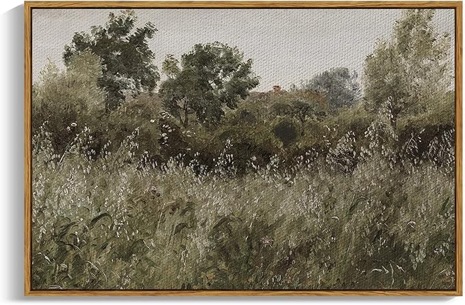 InSimSea Framed Canvas Wall Art, Countryside Field Modern Farmhouse Decor by InSimSeaArt