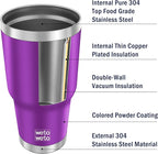 WETOWETO 30oz Tumbler, Stainless Steel Vacuum Insulated Water Coffee Tumbler Cup, Double Wall Powder Coated Spill-Proof Travel Mug Thermal Cup for Home Outdoor (Purple, 1 Pack)