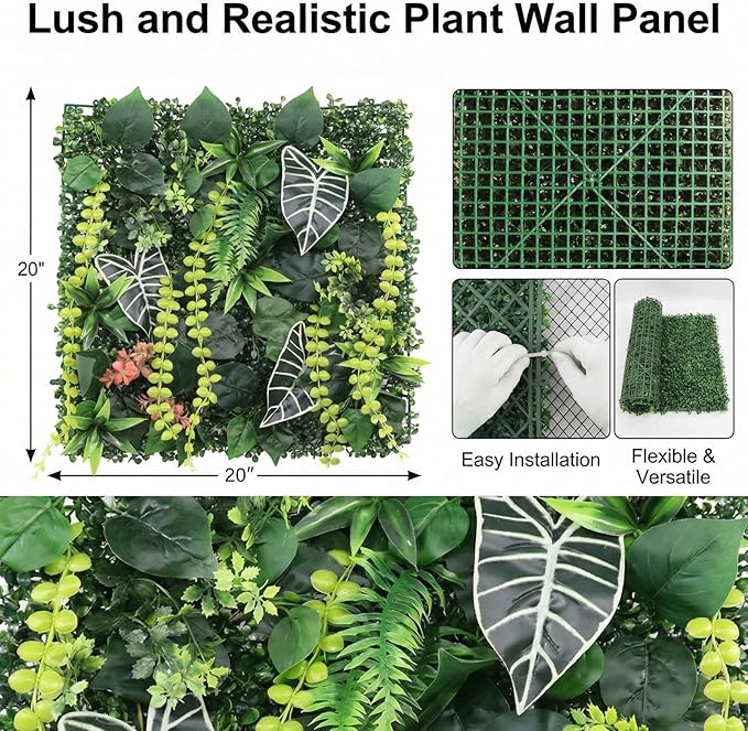 4 Pack 20"x20"Grass Wall Panels-Artificial Boxwood Panels - Image 2