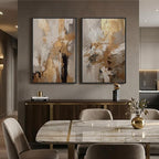 Large Framed Neutral Abstract Wall Art, 2 Piece Modern Canvas Prints Paintings - Image 5