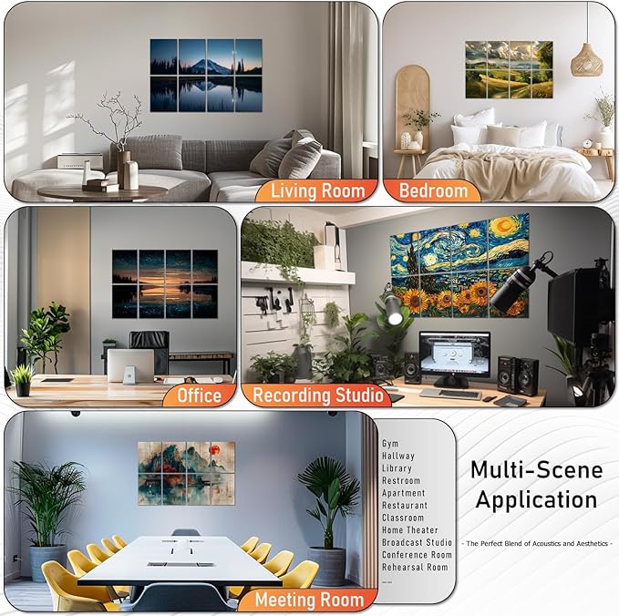 Art Acoustic Panels Tiles Decorative Room Sound Proof Foam Absorbing Panels - Image 5