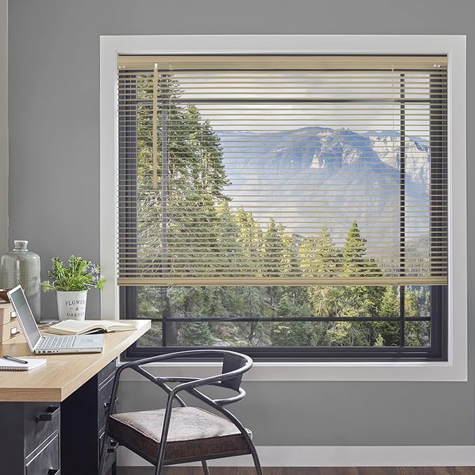 CHICOLOGY Mini Blinds for Indoor Windows – 23"W x 36"H, Cappuccino Horizontal - Image 2
