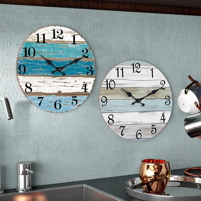 CHYLIN Wall Clock Beach Decor 12 Inch Coastal Nautical Ocean Clocks - Image 9