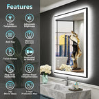 28x36 Black Framed LED Bathroom Mirror - Image 2