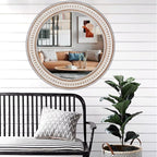 30 Inches Farmhouse Large Round Wall Mirrors Wooden, Rustic Decorative Circle - Image 4