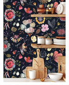 Wallpaper Peel and Stick Floral Wall Paper Removable Waterproof Blue/Red/Yellow - Image 3