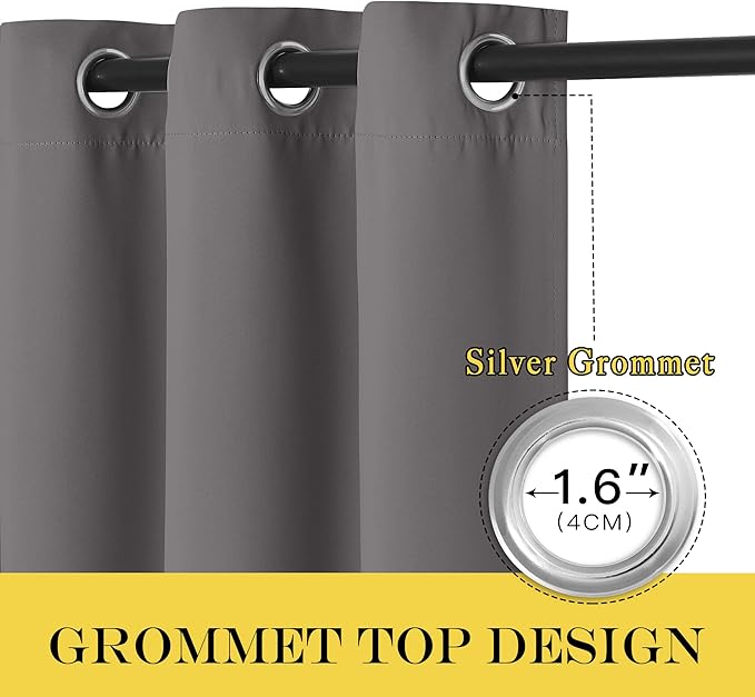 NICETOWN Grey Blackout Curtain 84 inches Long - Image 3