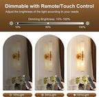 Morauroral Gold Battery Operated Wall Sconces Set of Two, Rechargeable Wall - Image 3
