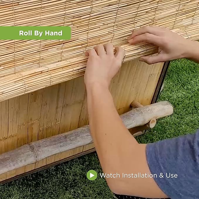 Backyard X-Scapes 20-BLC4 Light-Filtering Cord-Free Bamboo Reed Roll-Up Blind - Image 3