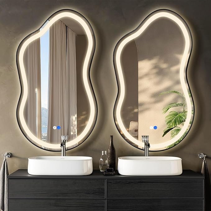 Dorlicecass Irregular Led Bathroom Mirror- Black 26"x46" Single Piece Vanity by Dorlicecass