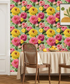 BOKEBEVE Colorful Floral Wallpaper Stick and Peel Vibrant Wall Paper Modern - Image 2