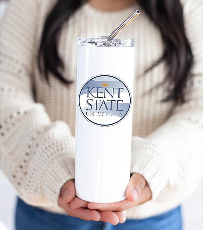 Kent State University Skinny Tumbler, Water Tumbler, Stainless Steel Tumbler, Tumbler Cup, Tumbler with Straw and Lid, Double Wall, Stainless Tumbler (Kent State University #1)