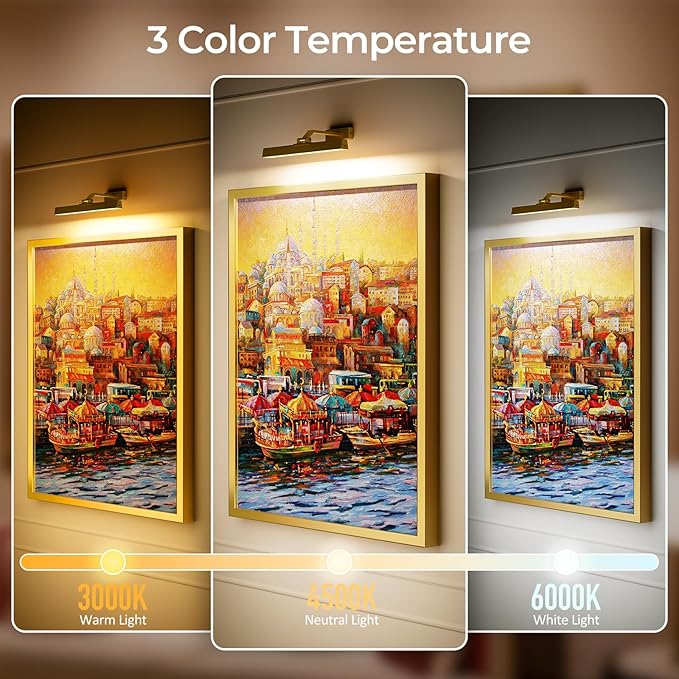 Afyuol Picture Lights for Wall, Battery Operated Picture Light 16in Art Light - Image 3