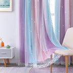 XiDi Curtains for Bedroom Decor, Rainbow Pink Purple/62/96 - Image 4