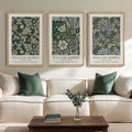 Large Framed William Morris Green Wall Art, 3 Piece Vintage Floral Canvas Prints by Cuspin