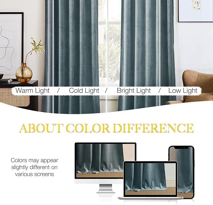 NICETOWN Velvet Curtains 84" Length - Image 4