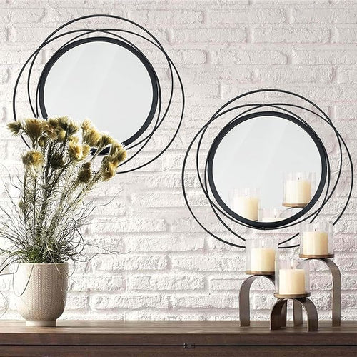 2 Set. Circle Mirrors for Wall Decor for Living Room Bedroom Bathroom Entryway by Cityelf