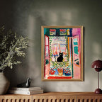 Fantasy Artists Henri Matisse Cat Wall Art, Framed Open Window Black Cat Canvas - Image 4
