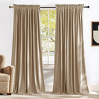 NICETOWN Beige Velvet Curtains 102 inches Long 52 inch Wide 2 Panels, Luxury by NICETOWN
